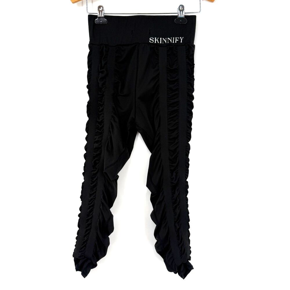 Skinnify Resistance Leggings Black Drawstring Slimming Compression Women L